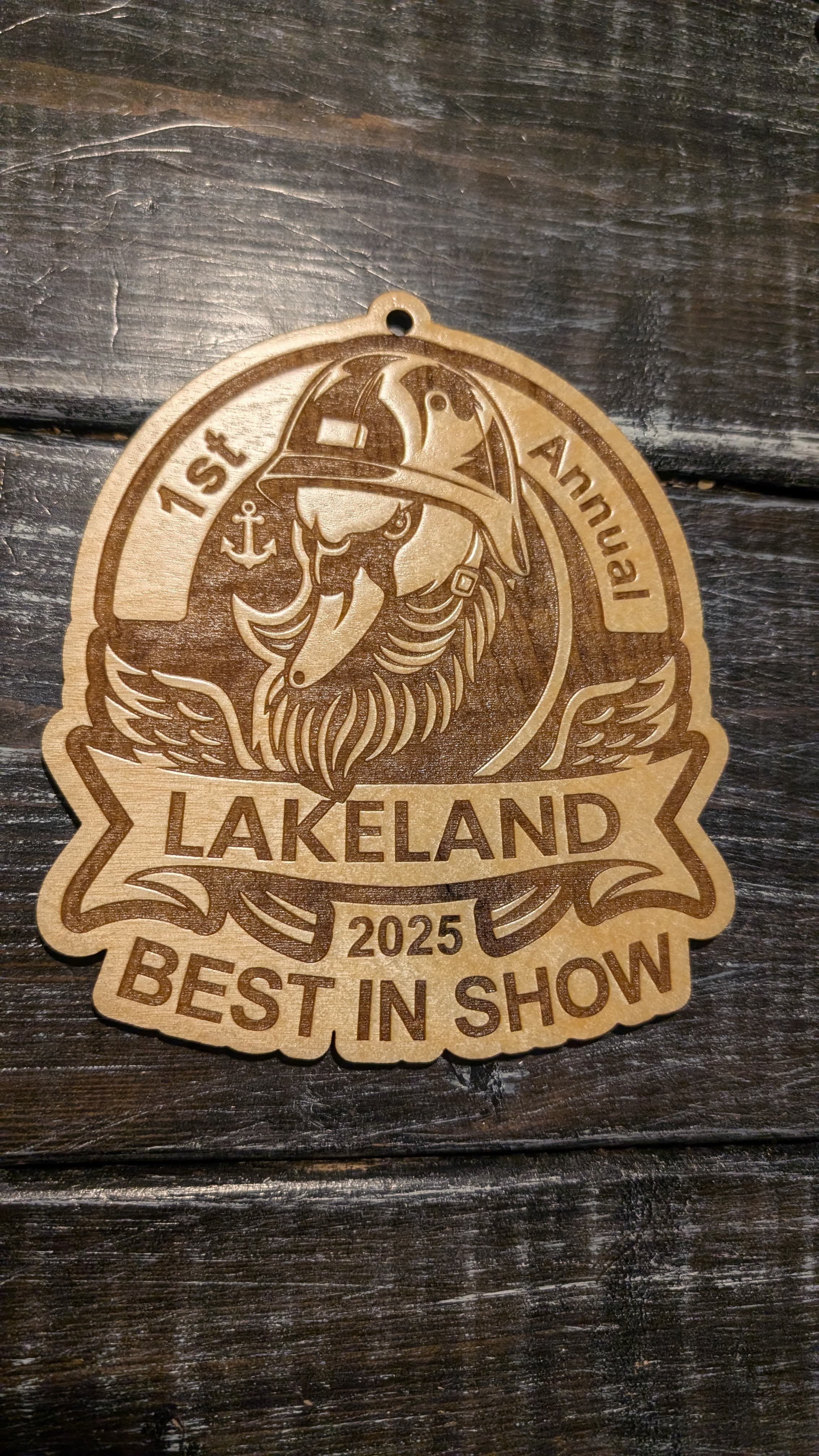 Engraved Lakeland award medal for a custom event
